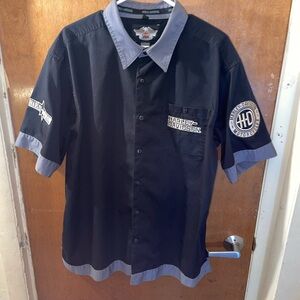 Harley-Davidson Men's Black and Gray Button Down Shirt